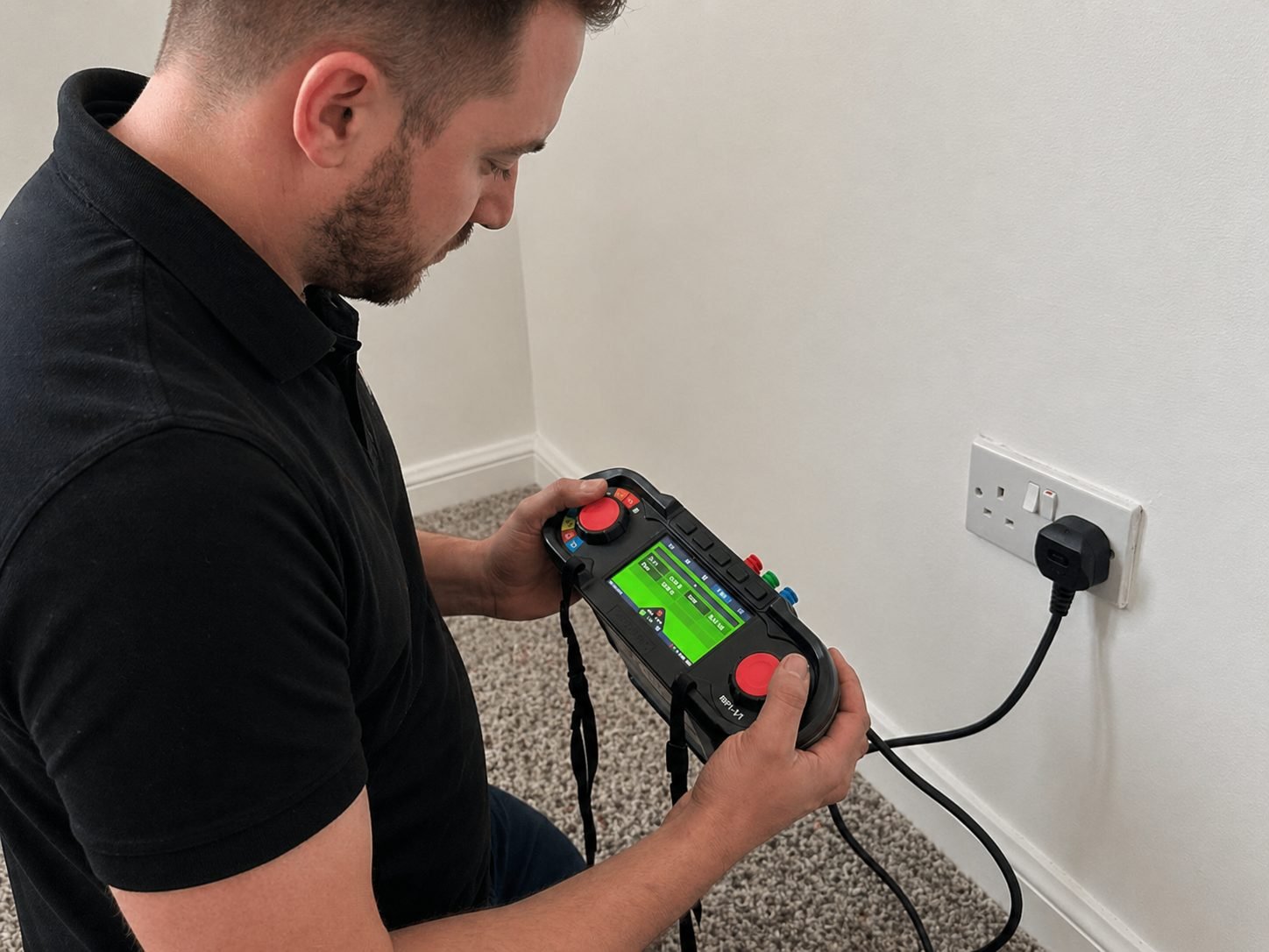 Completed electrical installation condition report paperwork being explained